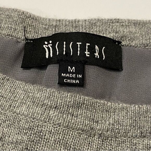 ii Sisters Heathered Gray Angora Fur Rhinestone Split Back Sweater Women's Med. - Picture 7 of 12